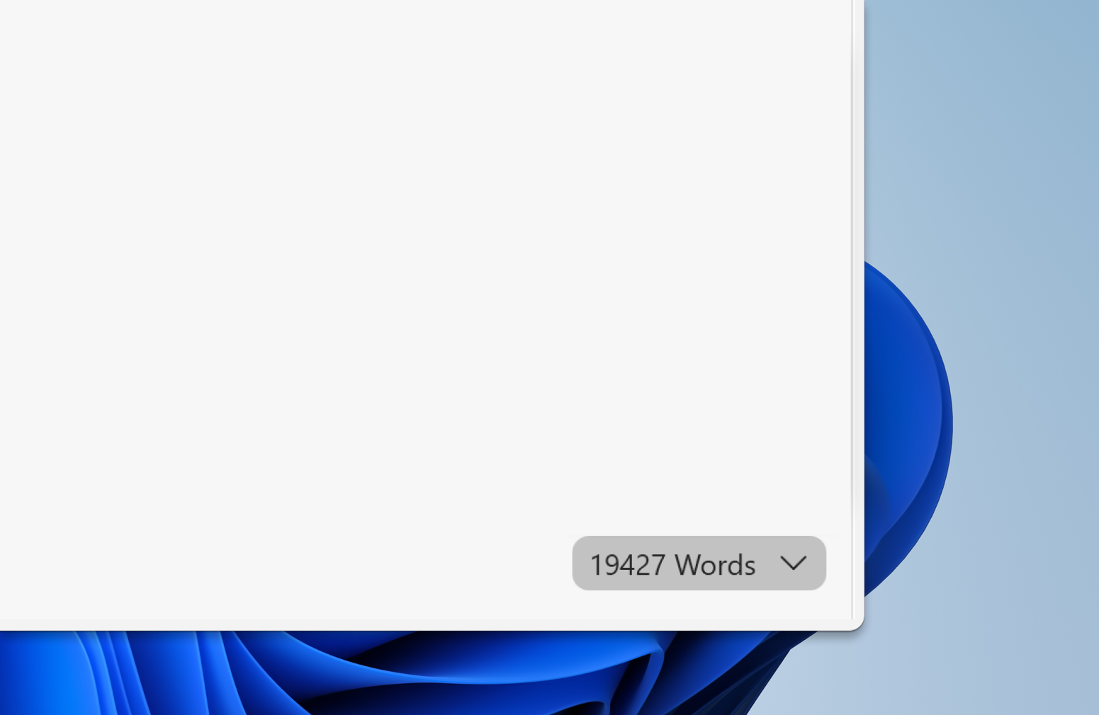 A screenshot of the iA Writer's Editor, showing the stats discreetly sitting at the bottom right corner.